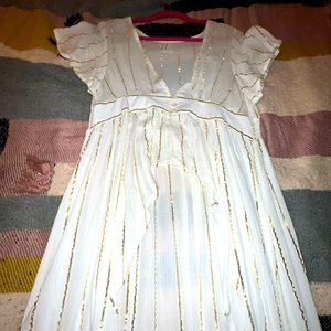 White and Gold Asymmetrical Top
